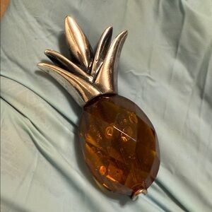 Sterling Silver 925 Amber Pineapple Brooch